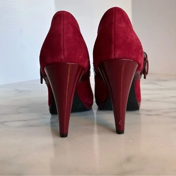 Style Co Womens Cherry Red Suede Mary Jane Patent Leather Shoes Size 7 M - Picture 14 of 16